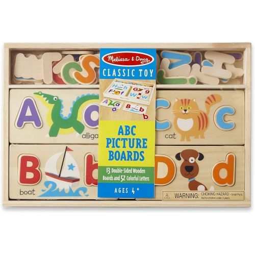  [아마존베스트]Melissa & Doug ABC Picture Boards - Educational Toy With 13 Double-Sided Wooden Boards and 52 Letters