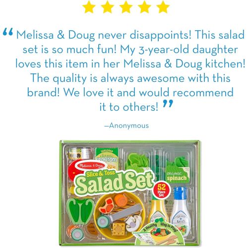  [아마존베스트]Melissa & Doug Slice & Toss Salad Set (Pretend Play, Self-Stick Tabs, Reusable Double-Sided Menu, 52 Pieces, 12″ H × 16″ W × 3.5″ L)