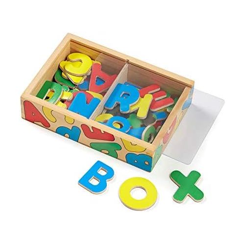  [아마존베스트]Melissa & Doug 52 Wooden Alphabet Magnets in a Box (Developmental Toys, Sturdy Wooden Construction, 52 Pieces)