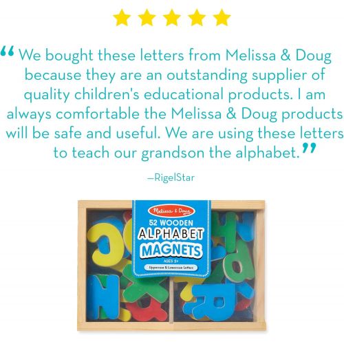  [아마존베스트]Melissa & Doug 52 Wooden Alphabet Magnets in a Box (Developmental Toys, Sturdy Wooden Construction, 52 Pieces)