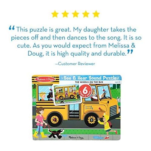  [아마존베스트]Melissa & Doug The Wheels On The Bus Sound Puzzle (Peg Puzzle, Developmental Toy, 6 Pieces)