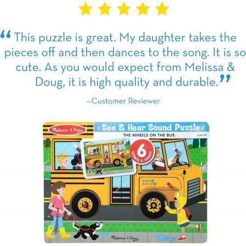  [아마존베스트]Melissa & Doug The Wheels On The Bus Sound Puzzle (Peg Puzzle, Developmental Toy, 6 Pieces)