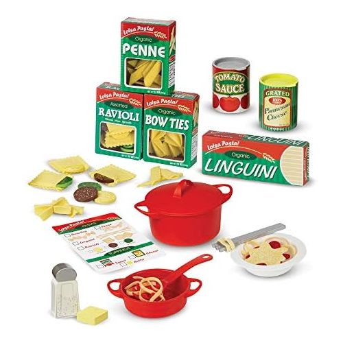  [아마존베스트]Melissa & Doug Prepare & Serve Pasta (Pretend Play, Felt Kitchen Set, Easy to Use, 50+ Piece Set, 10” H x 9” W x 3” L)