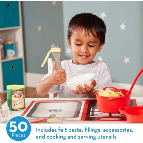  [아마존베스트]Melissa & Doug Prepare & Serve Pasta (Pretend Play, Felt Kitchen Set, Easy to Use, 50+ Piece Set, 10” H x 9” W x 3” L)