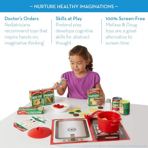  [아마존베스트]Melissa & Doug Prepare & Serve Pasta (Pretend Play, Felt Kitchen Set, Easy to Use, 50+ Piece Set, 10” H x 9” W x 3” L)