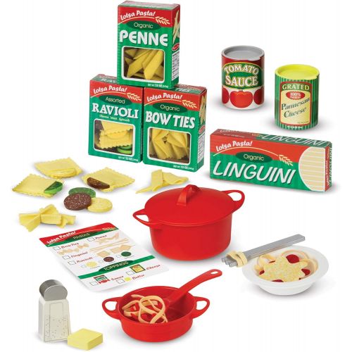  [아마존베스트]Melissa & Doug Prepare & Serve Pasta (Pretend Play, Felt Kitchen Set, Easy to Use, 50+ Piece Set, 10” H x 9” W x 3” L)