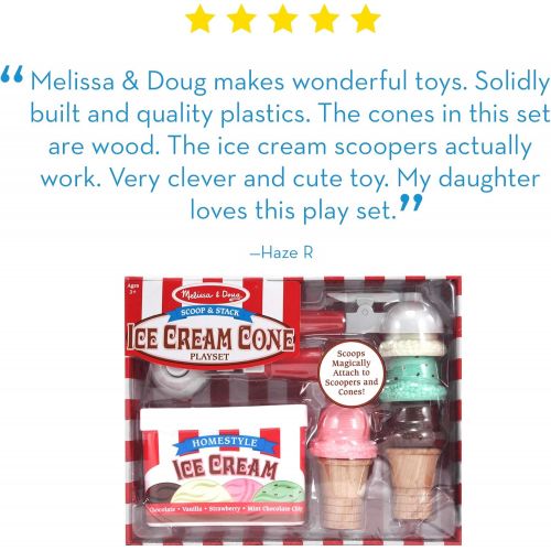  [아마존베스트]Melissa & Doug Scoop & Stack Ice Cream Cone Magnetic Pretend Play Set, Play Food, Encourages Social Interaction, 7 Pieces, 10.5″ H × 13″ W × 3.5″ L