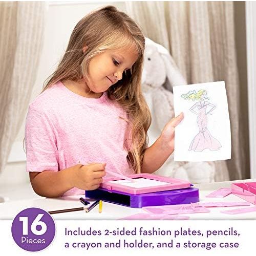  [아마존베스트]Melissa & Doug Fashion Design Activity Kit (Arts & Crafts, 9 Double-Sided Rubbing Plates, 4 Pencils, Crayon, 16 Pieces)