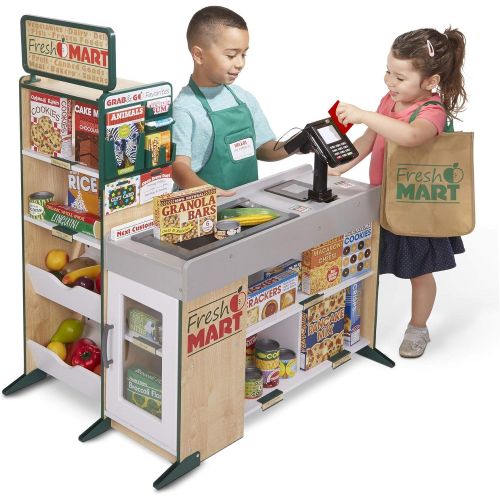  [아마존베스트]Melissa & Doug Fresh Mart Grocery Store Companion Collection (Play Sets & Kitchens, Multiple Role Play Items, Helps Develop Social Skills)