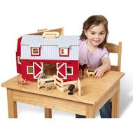 [아마존베스트]Melissa & Doug Wooden Fold & Go Barn, Animal & People Play Set, Promotes Imaginative Play, 7 Animal Play Figures, 11.25” H x 13.5” W x 4.7” L