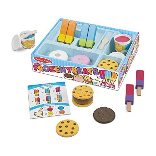  [아마존베스트]Melissa & Doug Frozen Treats Set, Pretend Play Food, Durable Wooden Construction, Helps Develop Skills, 24 Pieces, 13.2” H x 10.5” W x 2.5” L