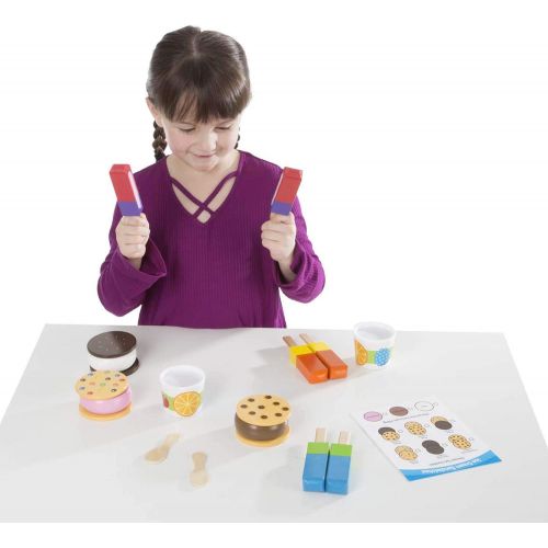  [아마존베스트]Melissa & Doug Frozen Treats Set, Pretend Play Food, Durable Wooden Construction, Helps Develop Skills, 24 Pieces, 13.2” H x 10.5” W x 2.5” L