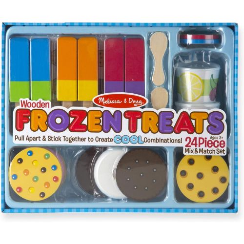  [아마존베스트]Melissa & Doug Frozen Treats Set, Pretend Play Food, Durable Wooden Construction, Helps Develop Skills, 24 Pieces, 13.2” H x 10.5” W x 2.5” L