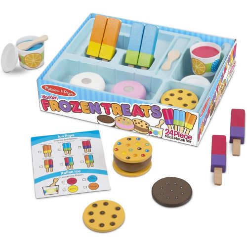  [아마존베스트]Melissa & Doug Frozen Treats Set, Pretend Play Food, Durable Wooden Construction, Helps Develop Skills, 24 Pieces, 13.2” H x 10.5” W x 2.5” L