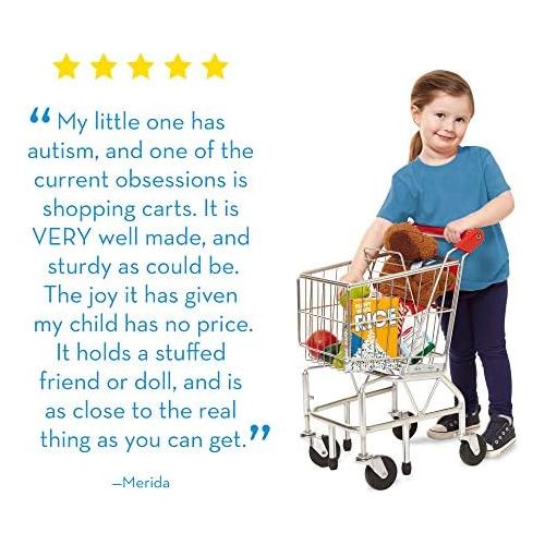  [아마존베스트]Melissa & Doug Toy Shopping Cart with Sturdy Metal Frame, Play Sets & Kitchens, Heavy-Gauge Steel Construction, 23.25 H x 11.75” W x 15 L