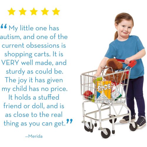  [아마존베스트]Melissa & Doug Toy Shopping Cart with Sturdy Metal Frame, Play Sets & Kitchens, Heavy-Gauge Steel Construction, 23.25 H x 11.75” W x 15 L