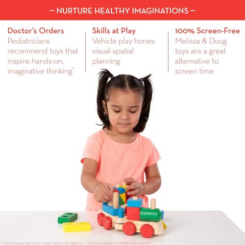  [아마존베스트]Melissa & Doug Stacking Train (Classic Wooden Toddler Toy, 18 Pieces)