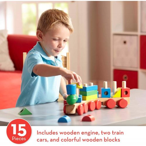  [아마존베스트]Melissa & Doug Stacking Train (Classic Wooden Toddler Toy, 18 Pieces)