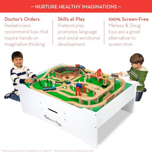  [아마존베스트]Melissa & Doug Deluxe Wooden Multi-Activity Play Table (For Trains, Puzzles, Games, Jumbo Drawer for Storage, 40.64 cm H x 82.55 cm W x 127 cm L)