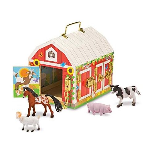 [아마존베스트]Melissa & Doug Latches Barn Toy (Developmental Toy, Helps Improve Fine Motor Skills, Painted Wood Barn, 10.5H x 7.5W x 10 L)