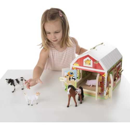  [아마존베스트]Melissa & Doug Latches Barn Toy (Developmental Toy, Helps Improve Fine Motor Skills, Painted Wood Barn, 10.5H x 7.5W x 10 L)