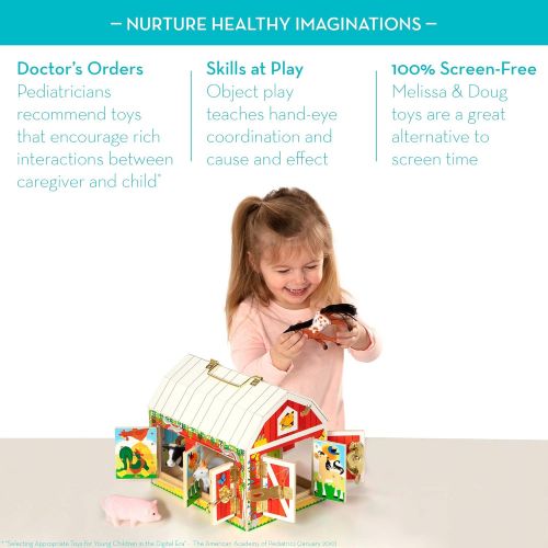  [아마존베스트]Melissa & Doug Latches Barn Toy (Developmental Toy, Helps Improve Fine Motor Skills, Painted Wood Barn, 10.5H x 7.5W x 10 L)