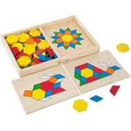 [아마존베스트]Melissa & Doug Pattern Blocks and Boards Classic Toy (Developmental Toy, Wooden Shape Blocks, Double-Sided Boards, 120 Shapes & 5 Boards)