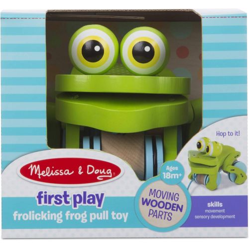  [아마존베스트]Melissa & Doug First Play Frolicking Frog Wooden Pull Toy, Multicolor