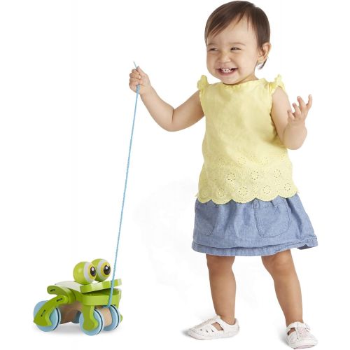  [아마존베스트]Melissa & Doug First Play Frolicking Frog Wooden Pull Toy, Multicolor