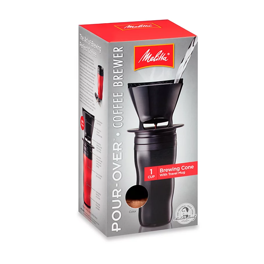 Melitta Pour-Over Coffee Brewer with Travel Mug in Black