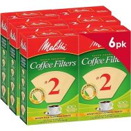 Melitta #2 Cone Coffee Filters, Unbleached Natural Brown, 100 Count (Pack of 6) 600 Total Filters Count - Packaging May Vary