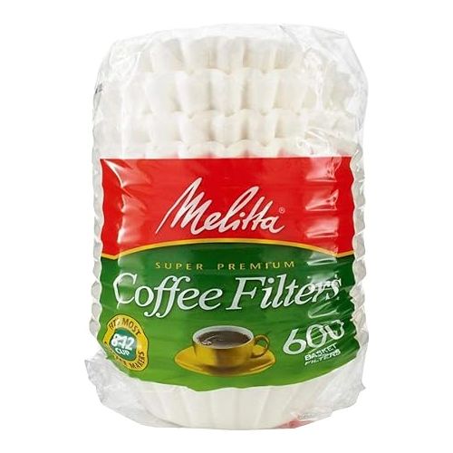  Melitta 600 Coffee Filters, Basket, Pack of 600, 8-12 Cups, White