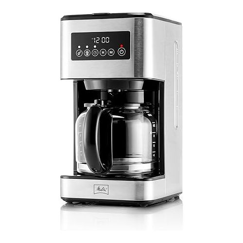  Melitta Aroma Tocco PLUS Hot Drip and Iced Coffee maker Programmable Stainless Steel Coffee Maker | 12-Cup Glass Carafe | LCD display, Touch-Screen Drip Coffee Machine with touch & Aroma control