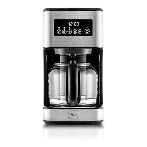  Melitta Aroma Tocco PLUS Hot Drip and Iced Coffee maker Programmable Stainless Steel Coffee Maker | 12-Cup Glass Carafe | LCD display, Touch-Screen Drip Coffee Machine with touch & Aroma control