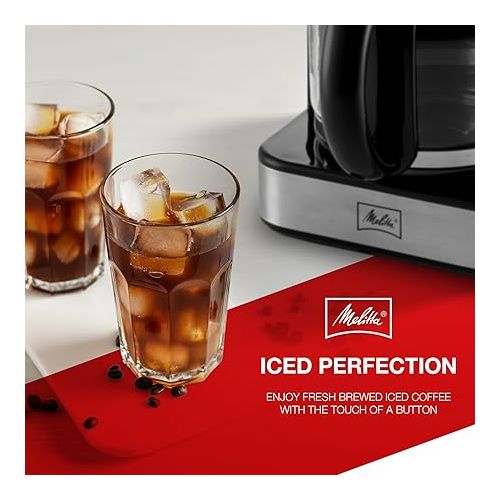  Melitta Aroma Tocco PLUS Hot Drip and Iced Coffee maker Programmable Stainless Steel Coffee Maker | 12-Cup Glass Carafe | LCD display, Touch-Screen Drip Coffee Machine with touch & Aroma control