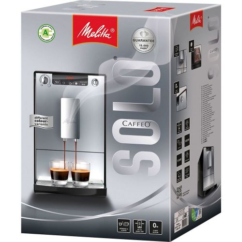  Melitta Caffeo Solo E950-222 Schlanker Kaffeevollautomat mit Vorbruehfunktion | 15 Bar | LED-Display | hoehenverstellbarer Kaffeeauslauf | Herausnehmbare Bruehgruppe | Pure Black