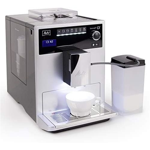  Melitta Caffeo CI E970-101 Kaffeevollautomat | mit Milchbehalter | Zweikammern-Bohnenbehalter | One Touch Funktion | 15 Bar | Automatische Reinigungsprogramme | Silber