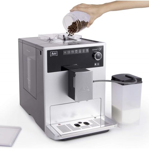  Melitta Caffeo CI E970-101 Kaffeevollautomat | mit Milchbehalter | Zweikammern-Bohnenbehalter | One Touch Funktion | 15 Bar | Automatische Reinigungsprogramme | Silber