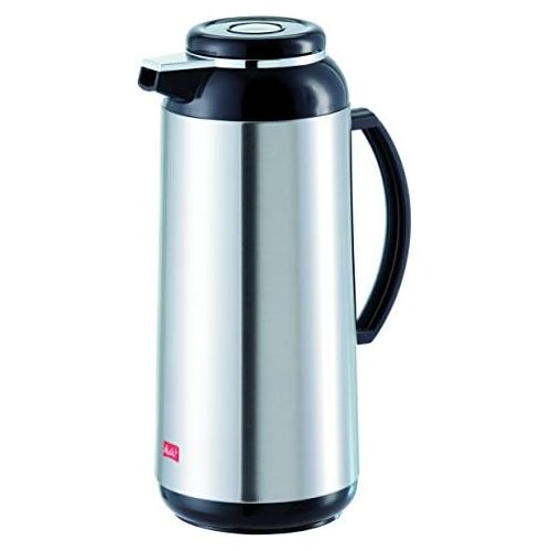  Marke: Melitta Melitta Isolierkanne mit Schraubverschluss, 1,9 l, ca. 15 Tassen, Glaskolben, Edelstahl, Silber/Schwarz