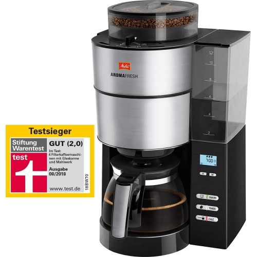  Melitta 1021-01 AromaFresh Filterkaffeemaschine Rostfreier Stahl schwarz & 192618 Fluessigentkalker fuer Filtermaschinen, 250 ml, Anti Calc