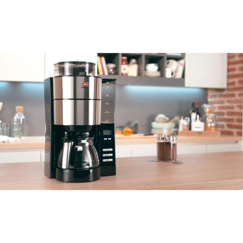  Melitta 1021-01 AromaFresh Filterkaffeemaschine Rostfreier Stahl schwarz & 192618 Fluessigentkalker fuer Filtermaschinen, 250 ml, Anti Calc