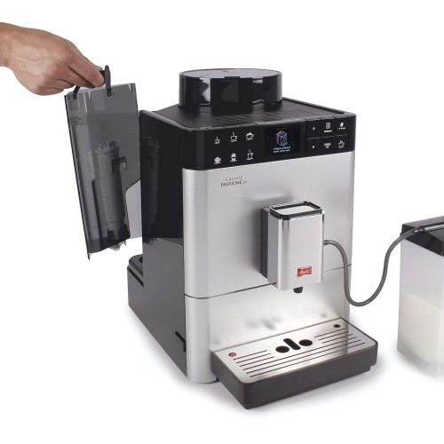  Melitta Caffeo Passione OT F531-101, Kaffeevollautomat mit Milchbehalter, One Touch Funktion, Silber