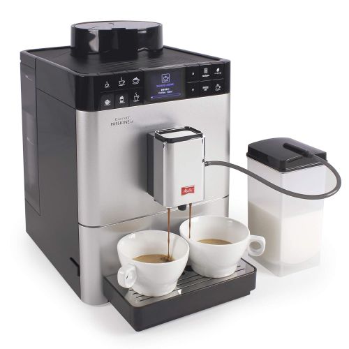  Melitta Caffeo Passione OT F531-101, Kaffeevollautomat mit Milchbehalter, One Touch Funktion, Silber