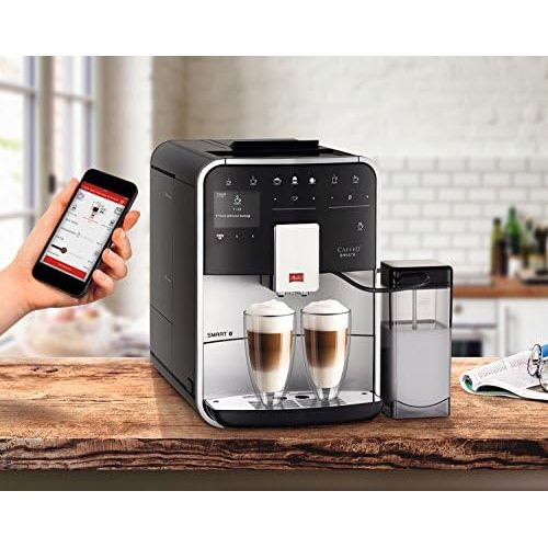  Besuchen Sie den Melitta-Store Melitta Caffeo Barista T Smart F830-101, Kaffeevollautomat mit Milchbehalter, Smartphone-Steuerung mit Connect App, One Touch Funktion, Silber/Schwarz