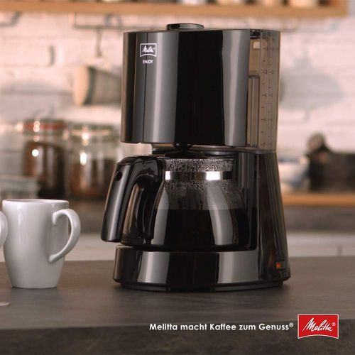  Melitta 1017-02, Filterkaffeemaschine mit Glaskanne, AromaSelector, Kaffeemaschine Enjoy Basis, schwarz, Kunststoff 1.2 liters