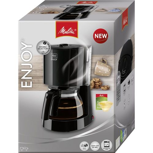  Melitta 1017-02, Filterkaffeemaschine mit Glaskanne, AromaSelector, Kaffeemaschine Enjoy Basis, schwarz, Kunststoff 1.2 liters