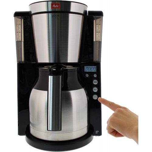  Melitta Look Therm Timer 1011-16, Filterkaffeemaschine mit Thermkanne und Timer-Funktion, AromaSelector, Schwarz