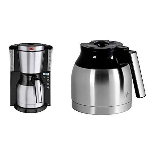  Melitta Look Therm Timer 1011-16, Filterkaffeemaschine mit Thermkanne und Timer-Funktion, AromaSelector, Schwarz