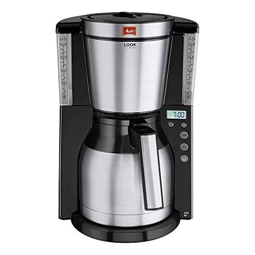  Melitta Look Therm Timer 1011-16, Filterkaffeemaschine mit Thermkanne und Timer-Funktion, AromaSelector, Schwarz