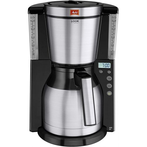  Melitta Look Therm Timer 1011-16, Filterkaffeemaschine mit Thermkanne und Timer-Funktion, AromaSelector, Schwarz